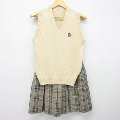 【中古】茨城県 土浦日本大学高等学校 女子制服 2点 (ニットベスト・スカート) sf099600