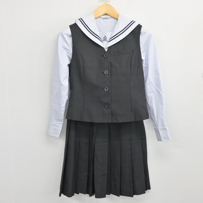 【中古】熊本県 菊池高等学校 女子制服 4点 (ブレザー・ベスト・ブラウス・スカート) sf099758