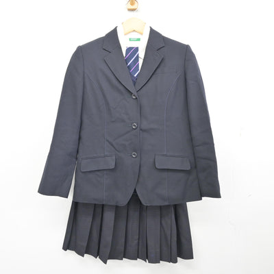 【中古】京都府 京都共栄学園高等学校 女子制服 5点 (ブレザー・ニットベスト・シャツ・スカート) sf099783