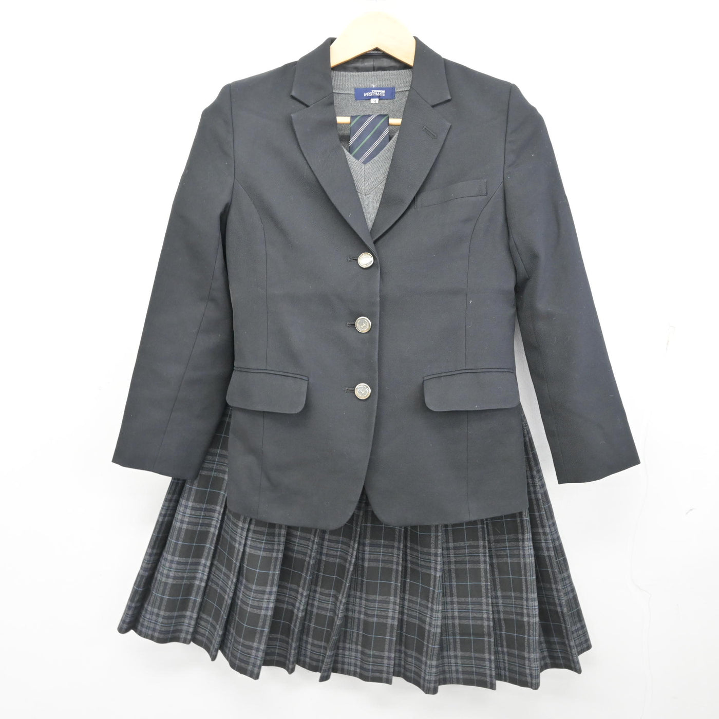 【中古】埼玉県 草加西高等学校 女子制服 4点 (ブレザー・ニット・スカート) sf099786