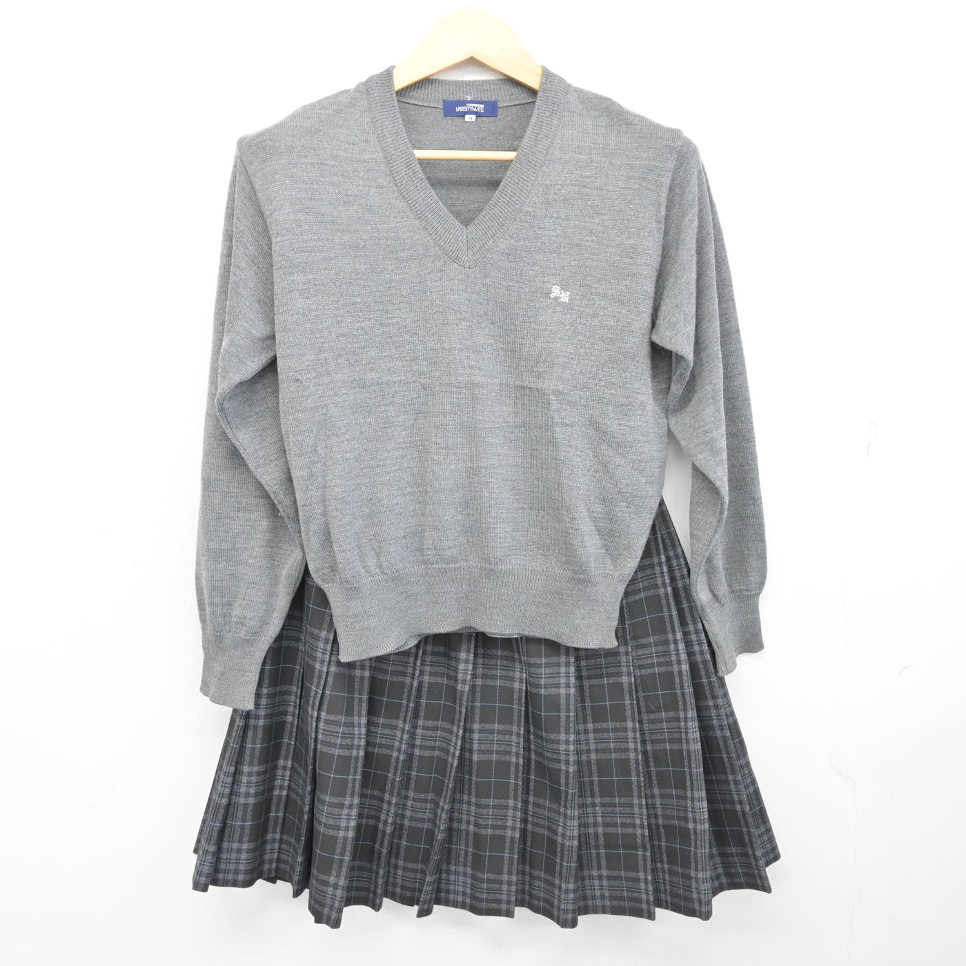 【中古】埼玉県 草加西高等学校 女子制服 4点 (ブレザー・ニット・スカート) sf099786