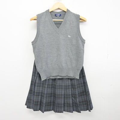 【中古】埼玉県 草加西高等学校 女子制服 2点 (ニットベスト・スカート) sf099787