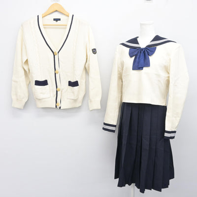 【中古】福岡県 博多女子高等学校 女子制服 4点 (セーラー服・ニット・ジャンパースカート) sf099842