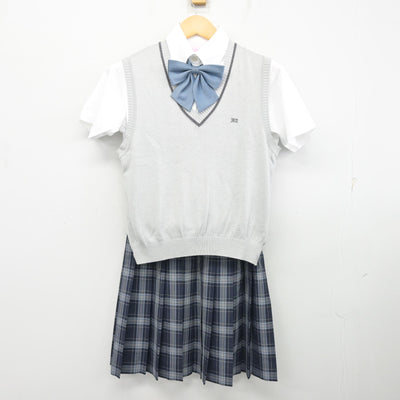 【中古】埼玉県 花咲徳栄高等学校 女子制服 4点 (ニットベスト・シャツ・スカート) sf099875