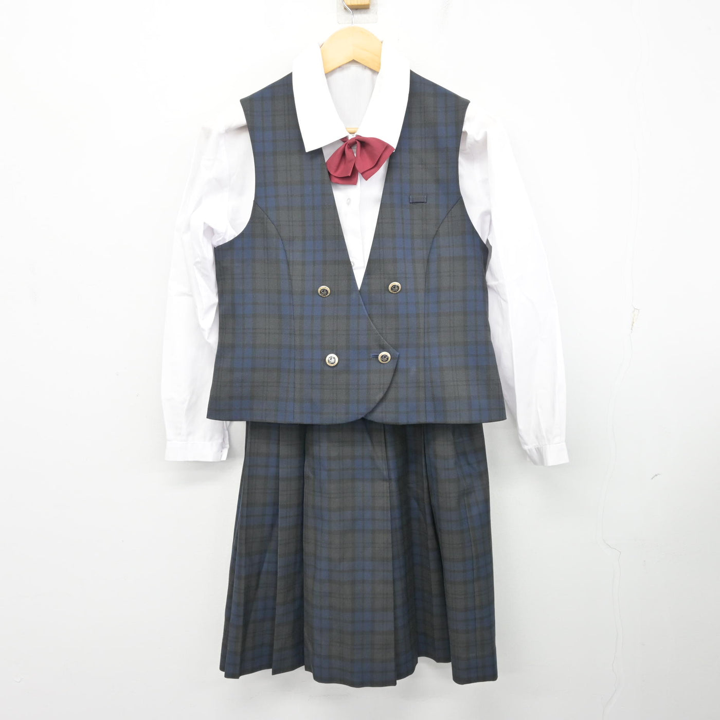 【中古】愛媛県 済美高等学校 女子制服 5点 (ブレザー・ベスト・シャツ・スカート) sf099890