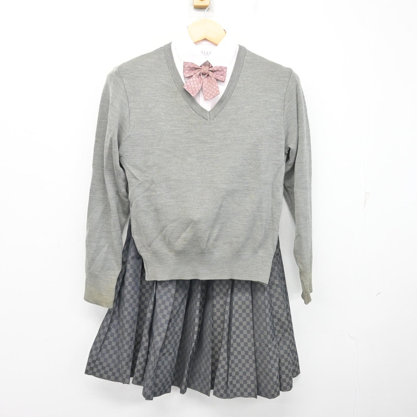【中古】三重県 伊勢学園高等学校 女子制服 5点 (ブレザー・ニット・シャツ・スカート) sf099937