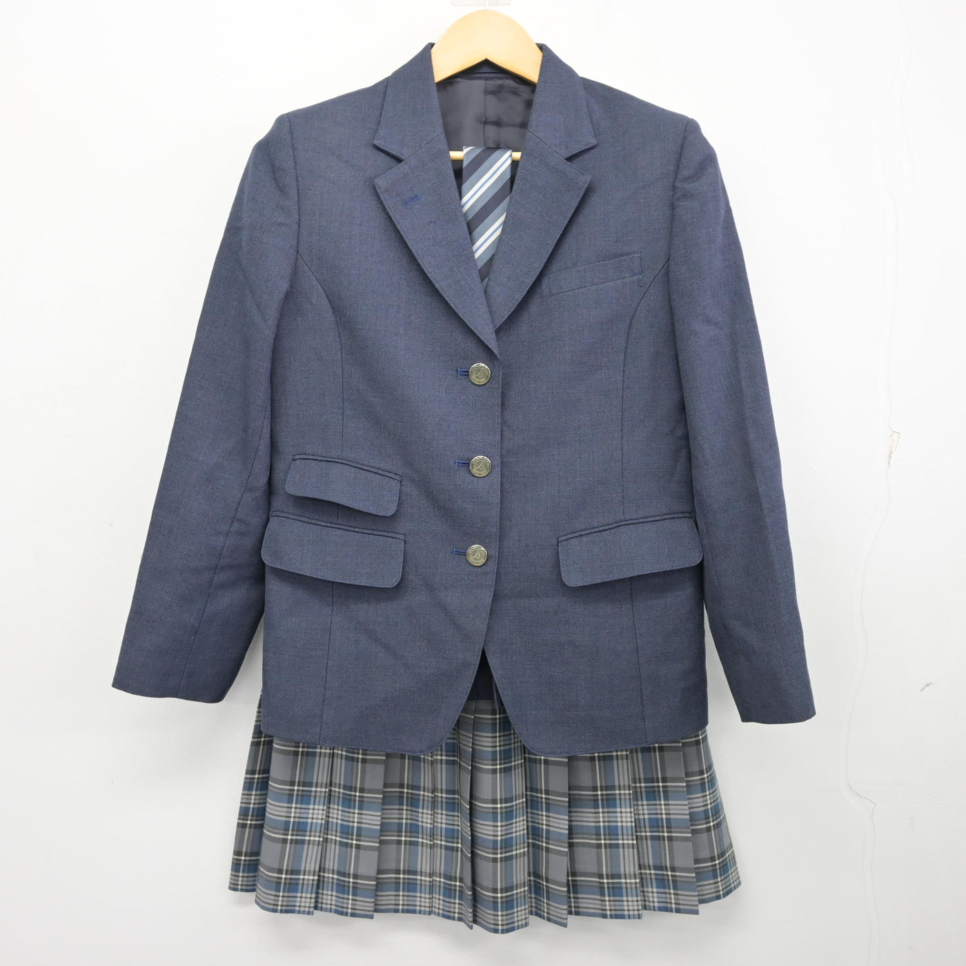 【中古】神奈川県 湘南学院高等学校 女子制服 5点 (ブレザー・ニット・スカート) sf099997