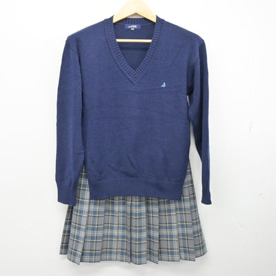 【中古】神奈川県 湘南学院高等学校 女子制服 5点 (ブレザー・ニット・スカート) sf099997