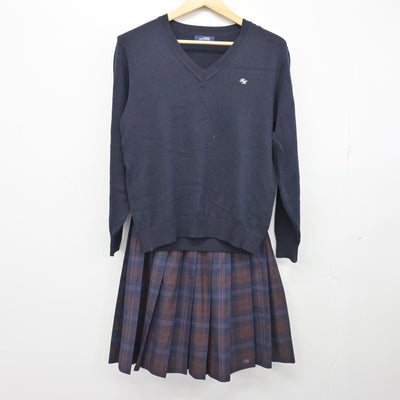 【中古】東京都 淵江高等学校 女子制服 3点 (ブレザー・ニット・スカート) sf100092