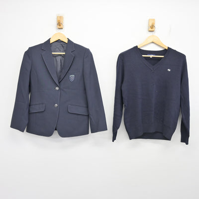 【中古】東京都 淵江高等学校 女子制服 3点 (ブレザー・ニット・スカート) sf100092