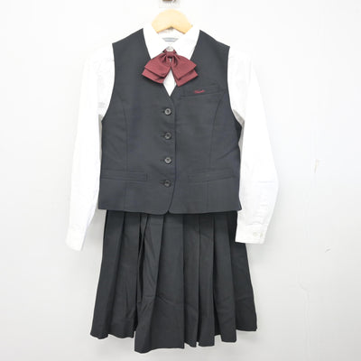【中古】佐賀県 早稲田佐賀中学校・高等学校 女子制服 5点 (ブレザー・ベスト・シャツ・スカート) sf100121