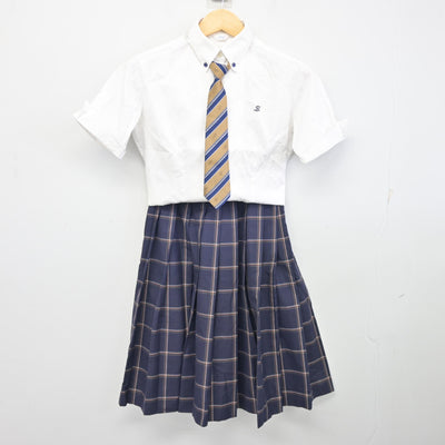 【中古】栃木県 作新学院高等学校 女子制服 4点 (ニットベスト・シャツ・スカート) sf100123