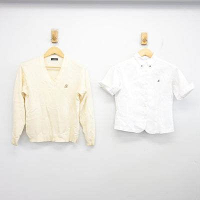 【中古】栃木県 作新学院高等学校 女子制服 2点 (ニット・シャツ) sf100124
