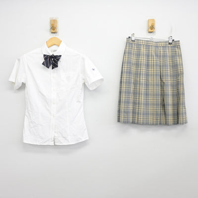 【中古】北海道 札幌北斗高等学校 女子制服 4点 (ニットベスト・シャツ・スカート) sf100360