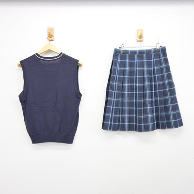 【中古】千葉県 西武台千葉高等学校 女子制服 2点 (ニットベスト・スカート) sf100363