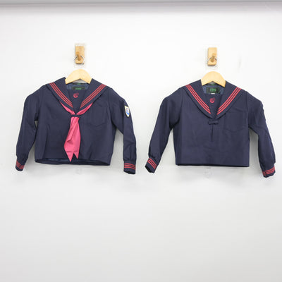 【中古】広島県 広島三育小学校 女子制服 4点 (セーラー服・ジャンパースカート) sf100378