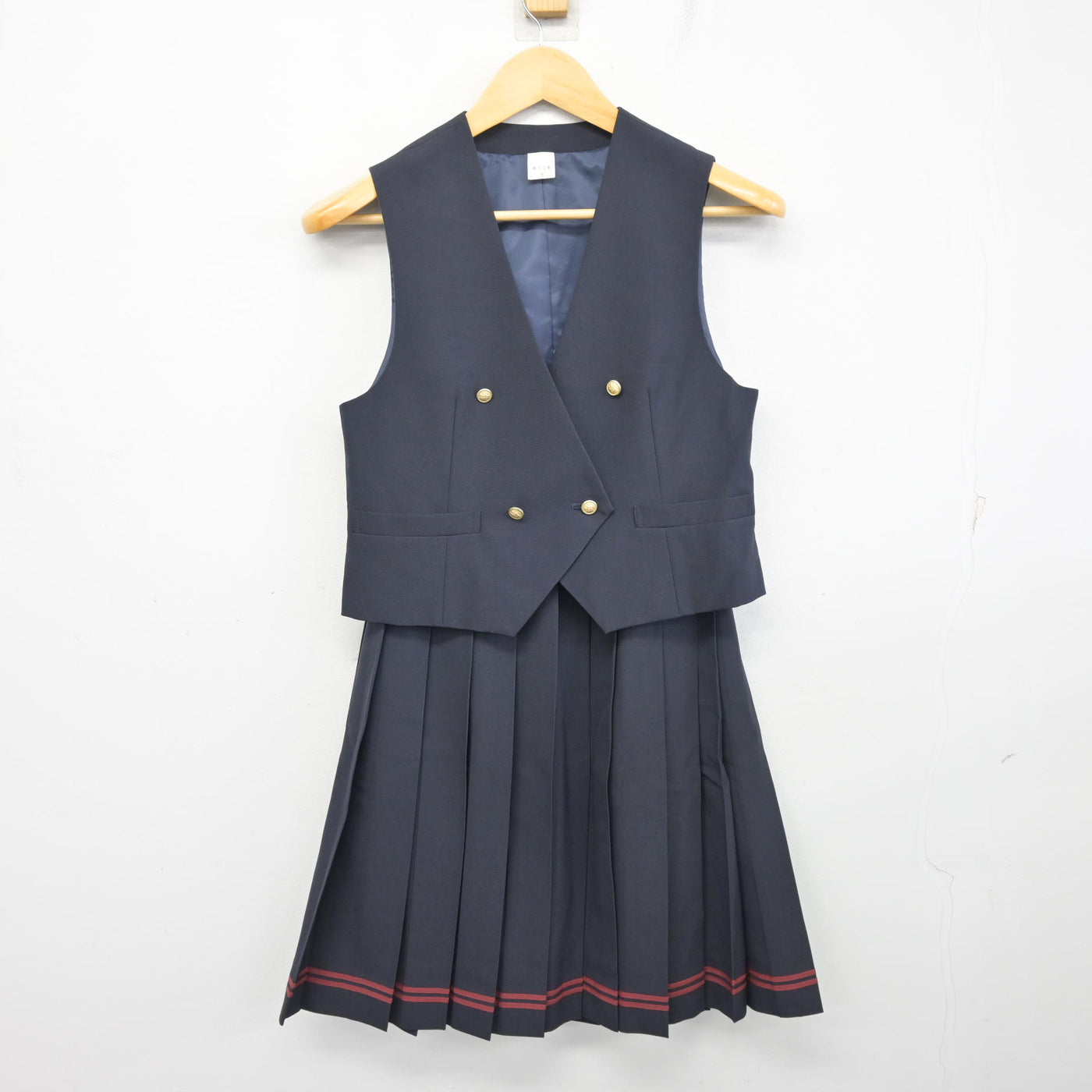 【中古】山形県 寒河江高等学校 女子制服 2点 (ベスト・スカート) sf100414