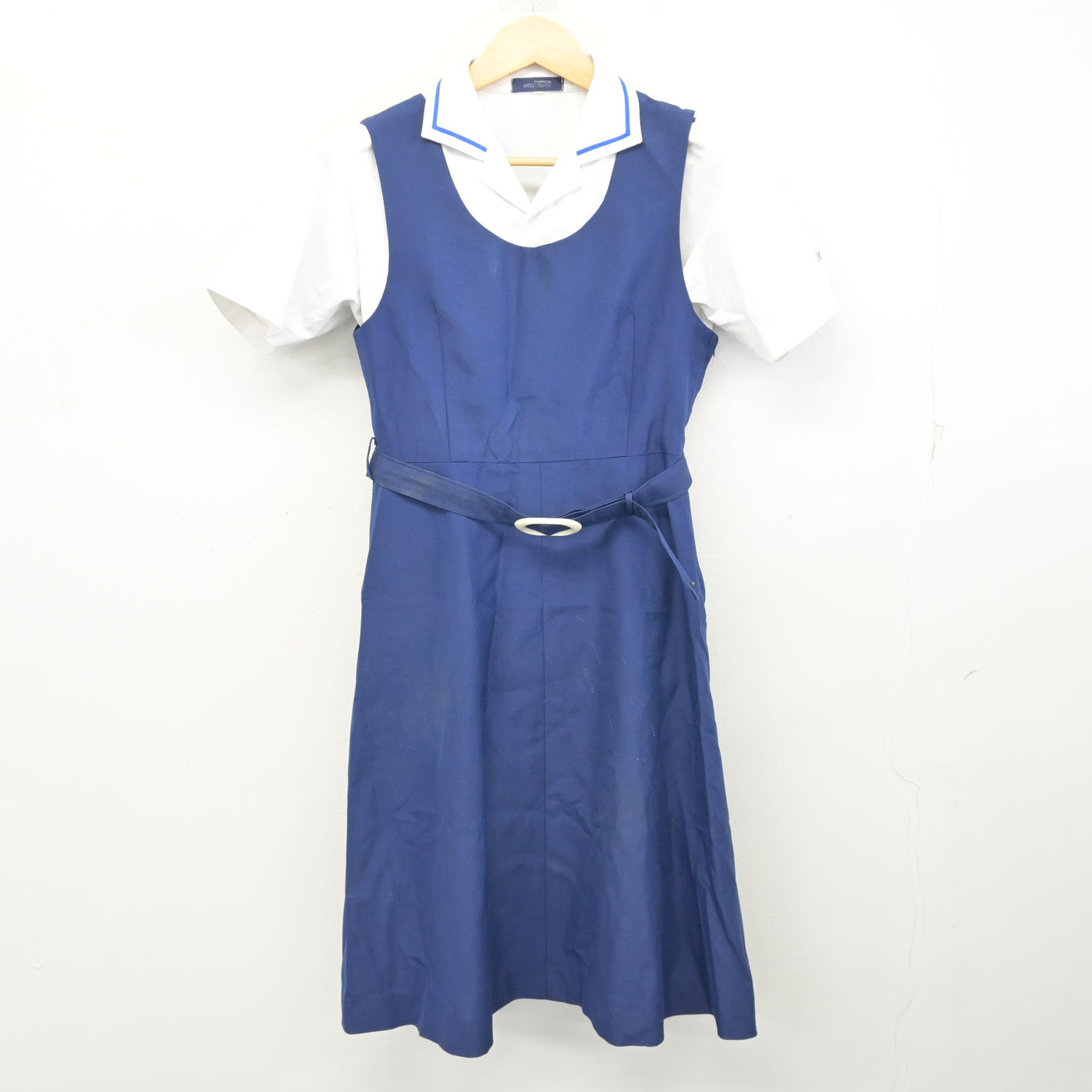 【中古】広島県 国泰寺中学校 女子制服 2点 (シャツ・ジャンパースカート) sf100446