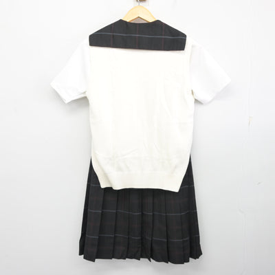 【中古】福岡県 九州産業大学付属九州産業高等学校 女子制服 3点 (ニットベスト・ブラウス・スカート) sf100452