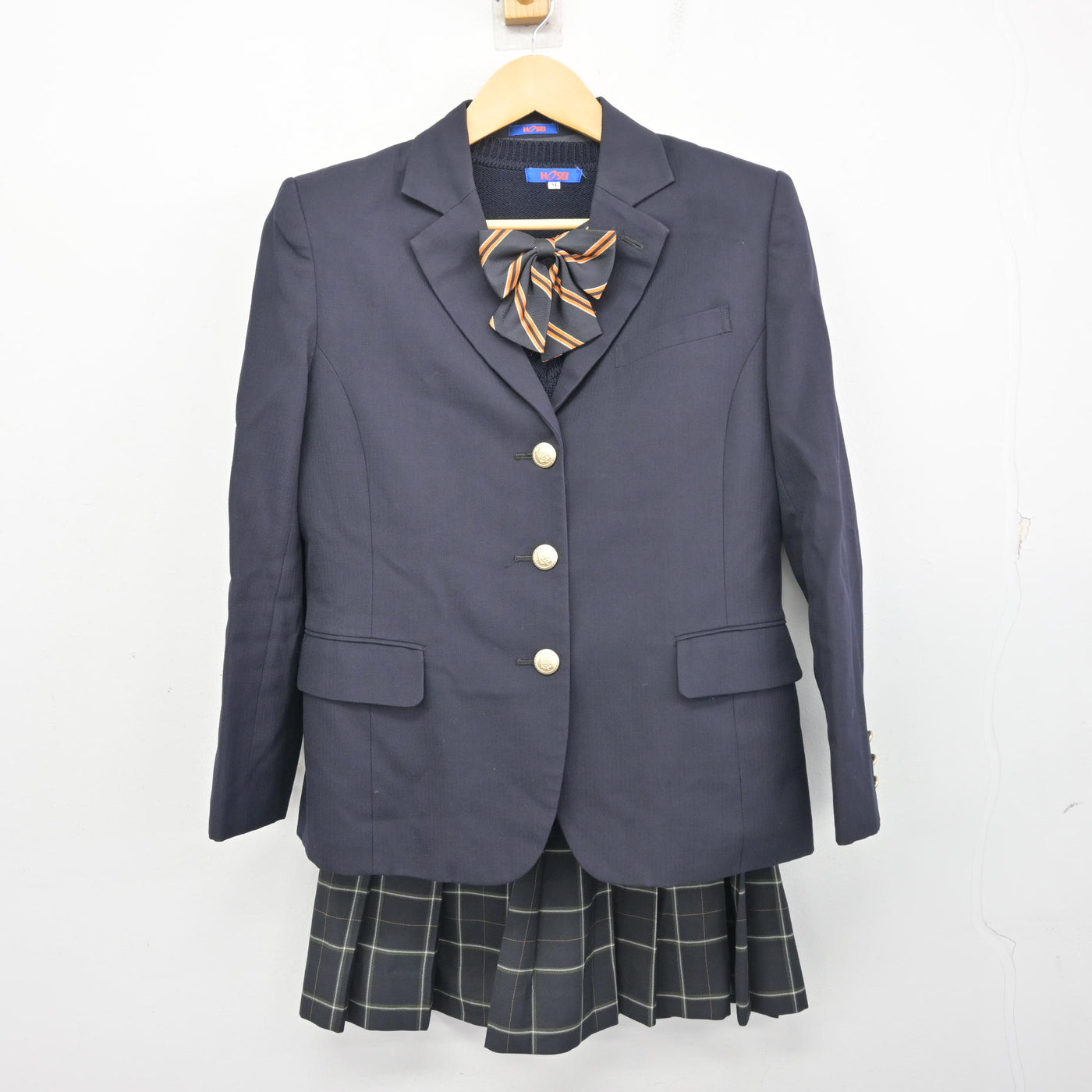 【中古】東京都 法政大学中学高等学校 女子制服 4点 (ブレザー・ニット・スカート) sf100470