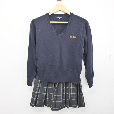 【中古】東京都 法政大学中学高等学校 女子制服 4点 (ブレザー・ニット・スカート) sf100470