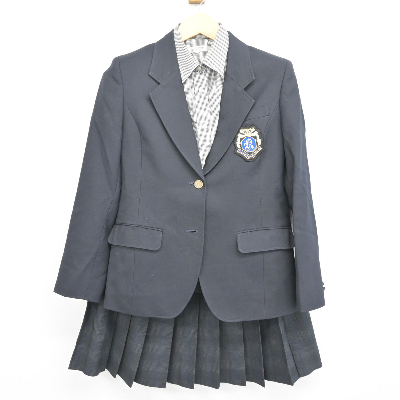 【中古】福井県  啓新高等学校 女子制服 3点 (ブレザー・シャツ・スカート) sf100602