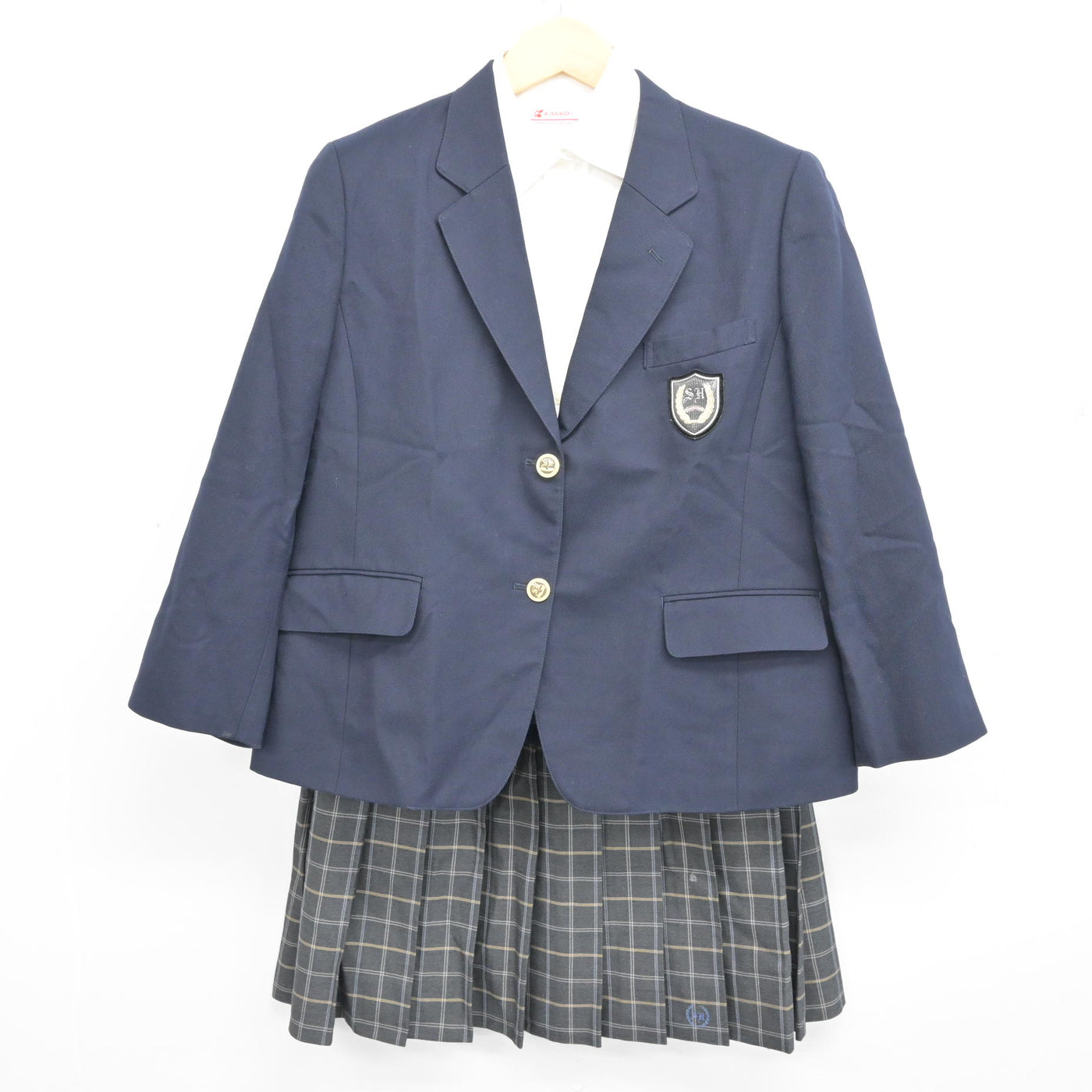 【中古】山梨県 白根高等学校 女子制服 3点 (ブレザー・シャツ・スカート) sf100610
