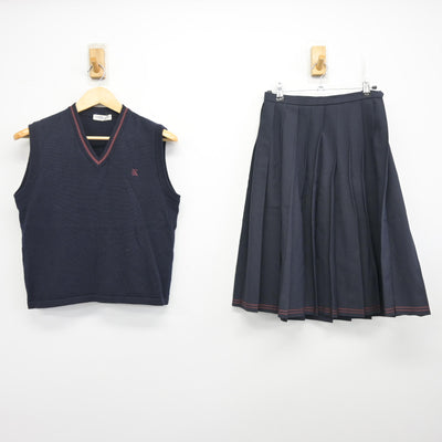 【中古】静岡県 浜松開誠館高等学校 女子制服 2点 (ニットベスト・スカート) sf100705