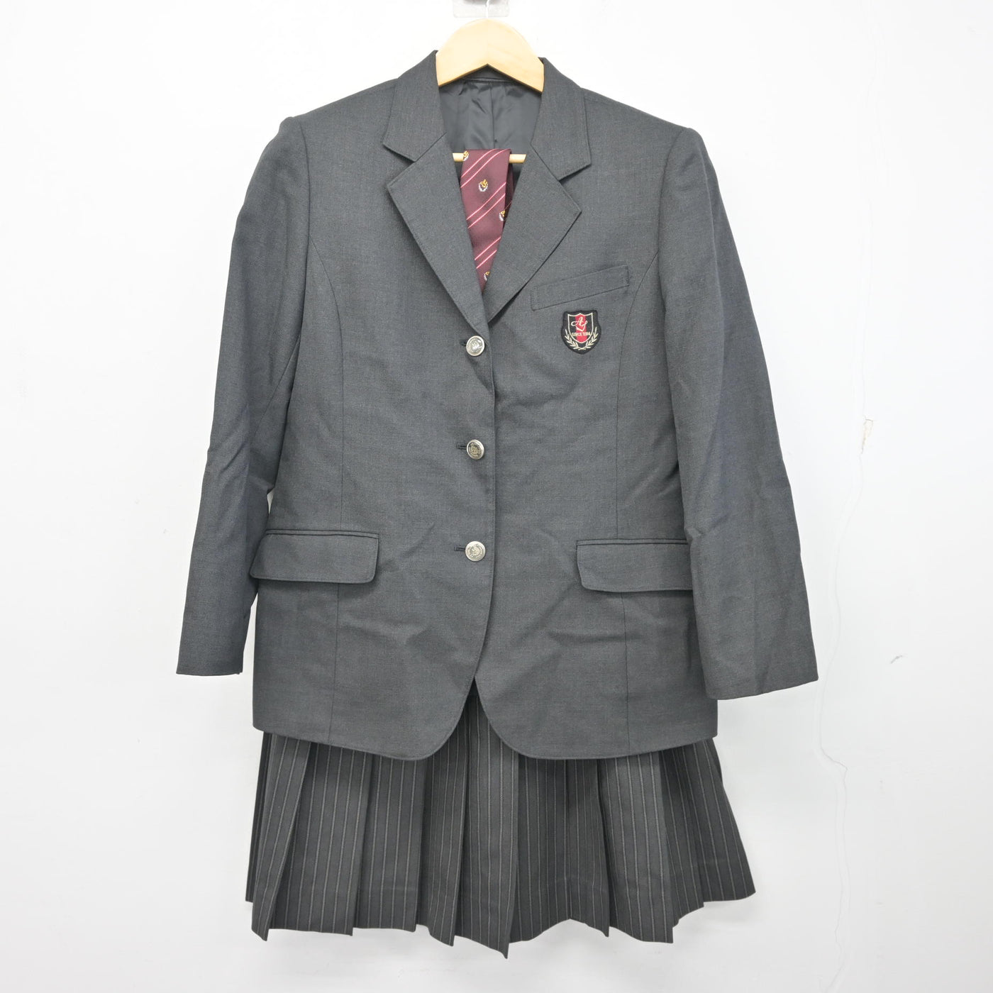 【中古】兵庫県 明石城西高等学校 女子制服 3点 (ブレザー・スカート) sf100720
