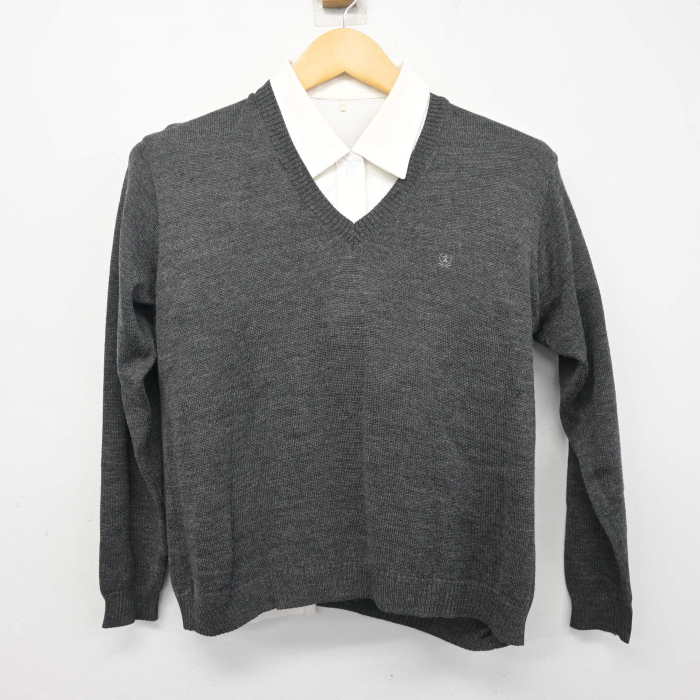 【中古】京都府 京都聖母学院高等学校 女子制服 3点 (ニット・シャツ) sf100836