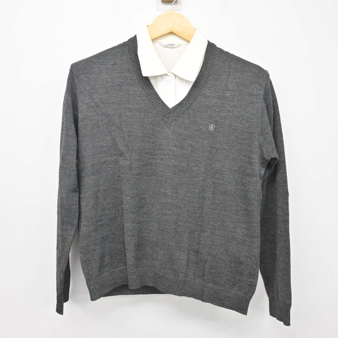 【中古】京都府 京都聖母学院高等学校 女子制服 2点 (ニット・ブラウス) sf100873