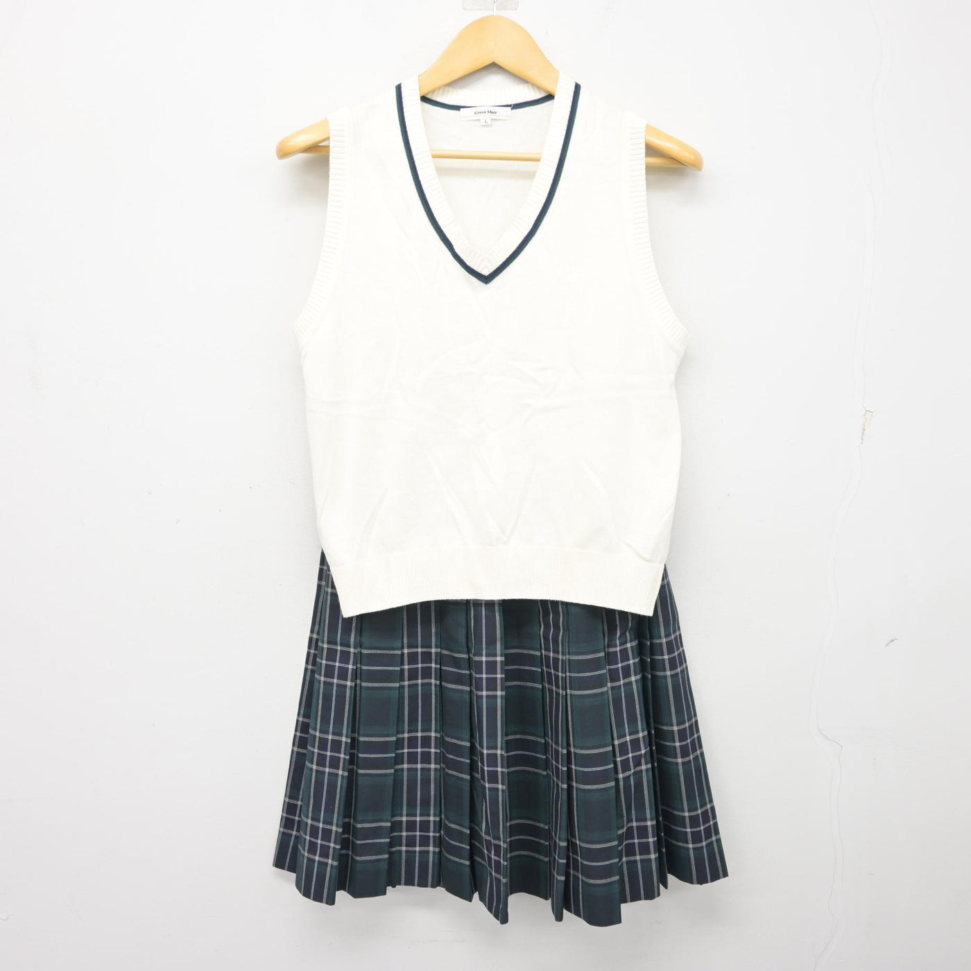 【中古】東京都 文京学院大学女子中学校 女子制服 2点 (ニットベスト・スカート) sf100883