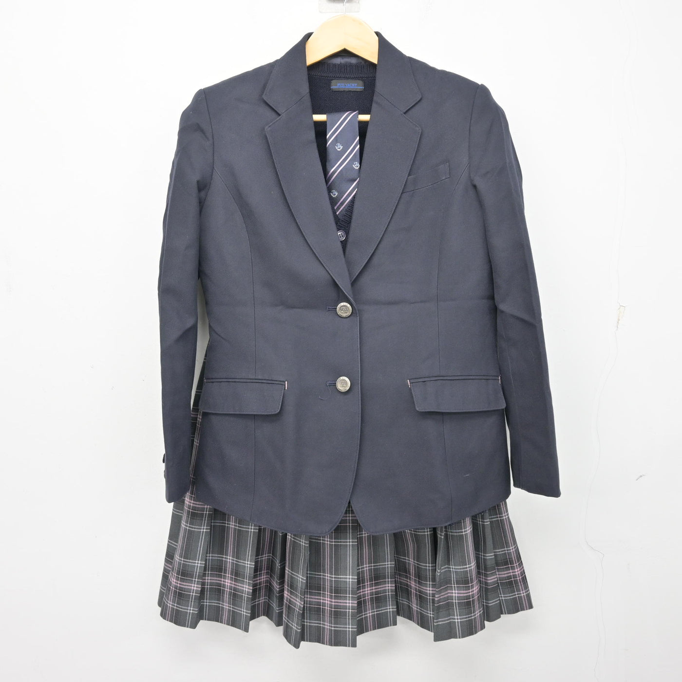 【中古】東京都 富士森高等学校 女子制服 4点 (ブレザー・ニット・スカート) sf100889