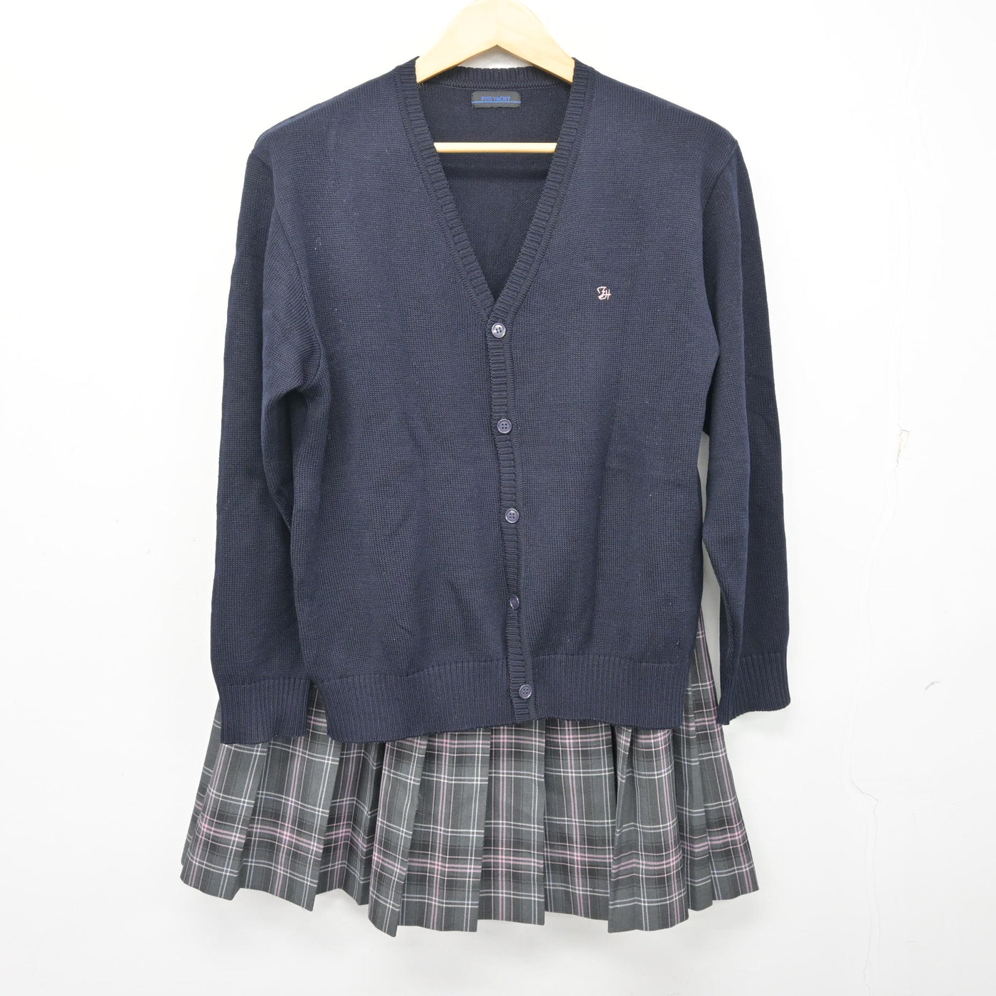 【中古】東京都 富士森高等学校 女子制服 4点 (ブレザー・ニット・スカート) sf100889