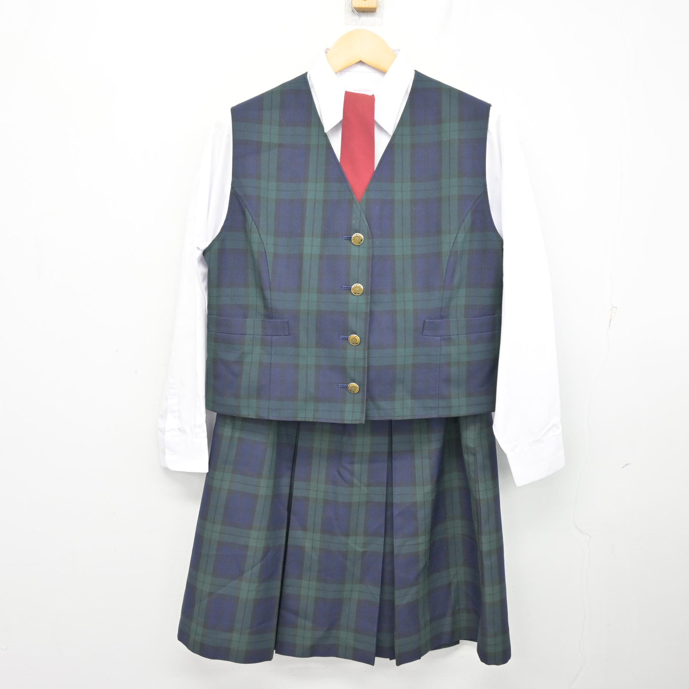 【中古】熊本県 東稜高等学校 女子制服 5点 (ブレザー・ベスト・シャツ・スカート) sf100922