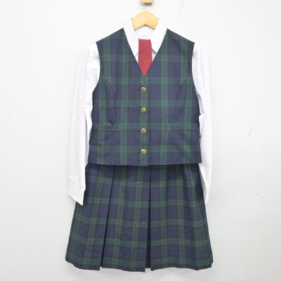 【中古】熊本県 東稜高等学校 女子制服 5点 (ブレザー・ベスト・シャツ・スカート) sf100923