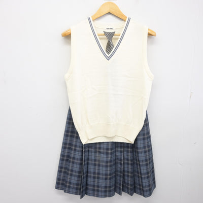 【中古】北海道 大曲中学校 女子制服 4点 (ブレザー・ニットベスト・スカート) sf100929