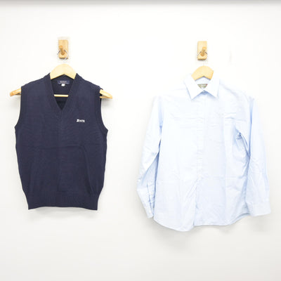 【中古】熊本県 文徳学園 文徳高等学校 女子制服 2点 (ニットベスト・シャツ) sf100957