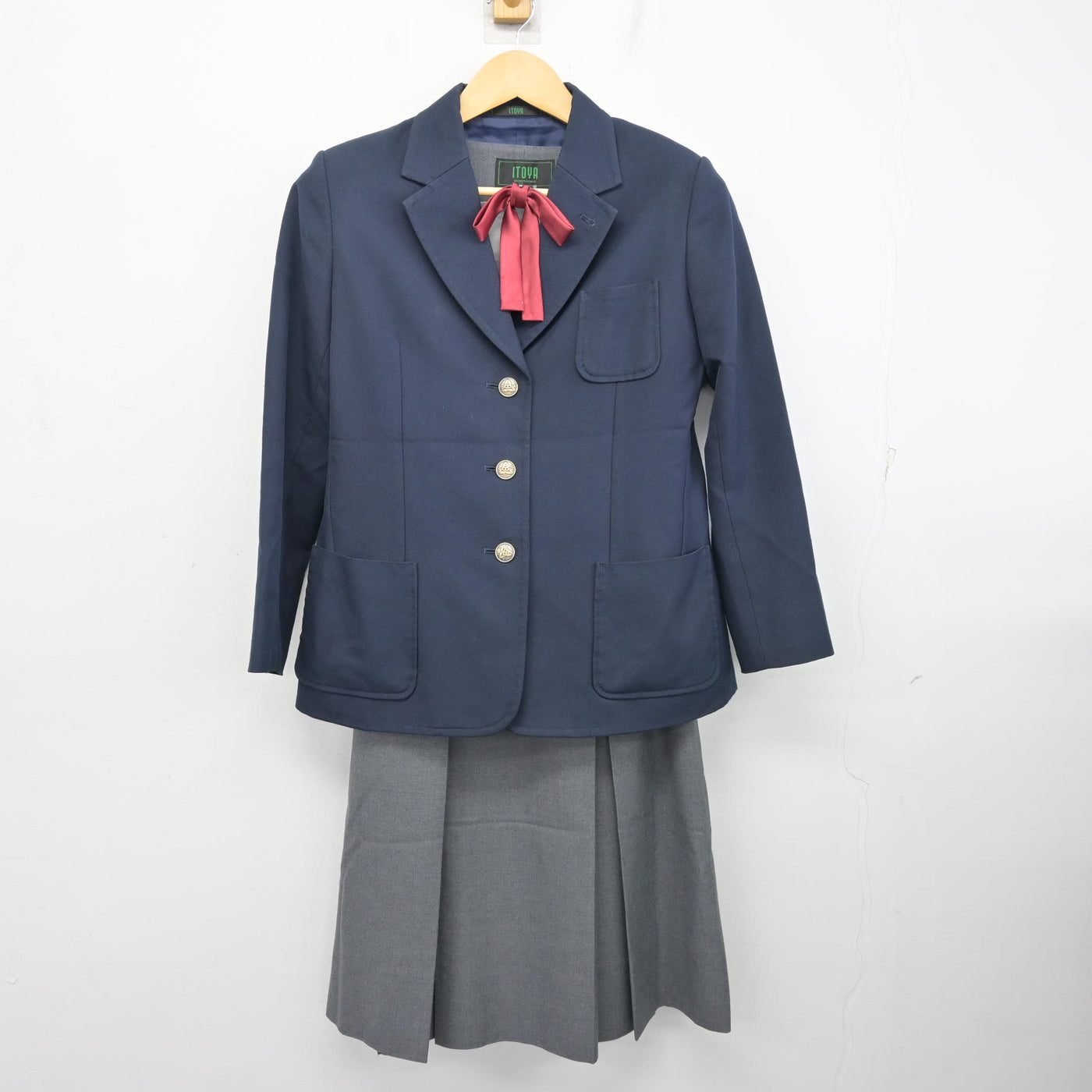 【中古】広島県 福木中学校 女子制服 3点 (ブレザー・ジャンパースカート) sf100997