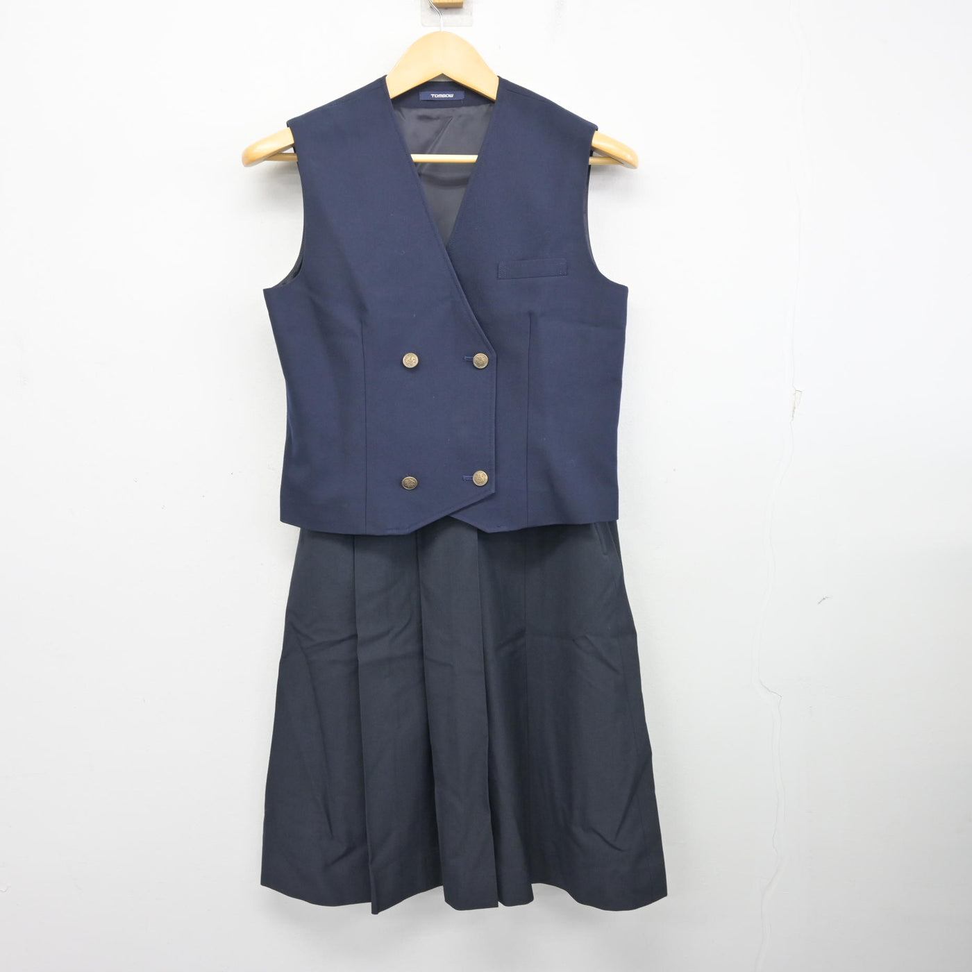 【中古】兵庫県 姫路飾西高等学校 女子制服 2点 (ベスト・スカート) sf101013