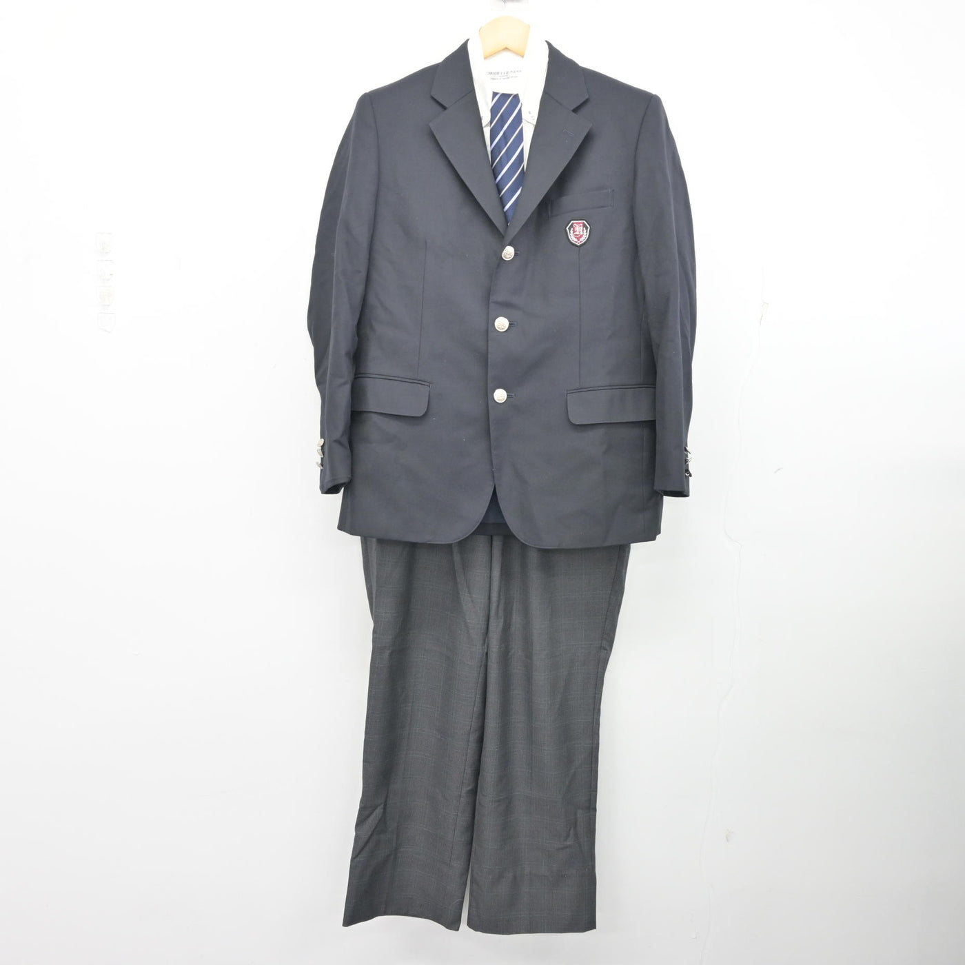 【中古】大阪府 久米田高等学校 男子制服 4点 (ブレザー・シャツ・ズボン) sf101027