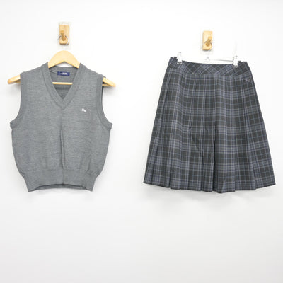 【中古】埼玉県 草加西高等学校 女子制服 2点 (ニットベスト・スカート) sf101100