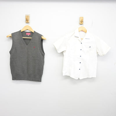 【中古】山口県 下関短期大学付属高等学校 女子制服 2点 (ニットベスト・ブラウス) sf101145