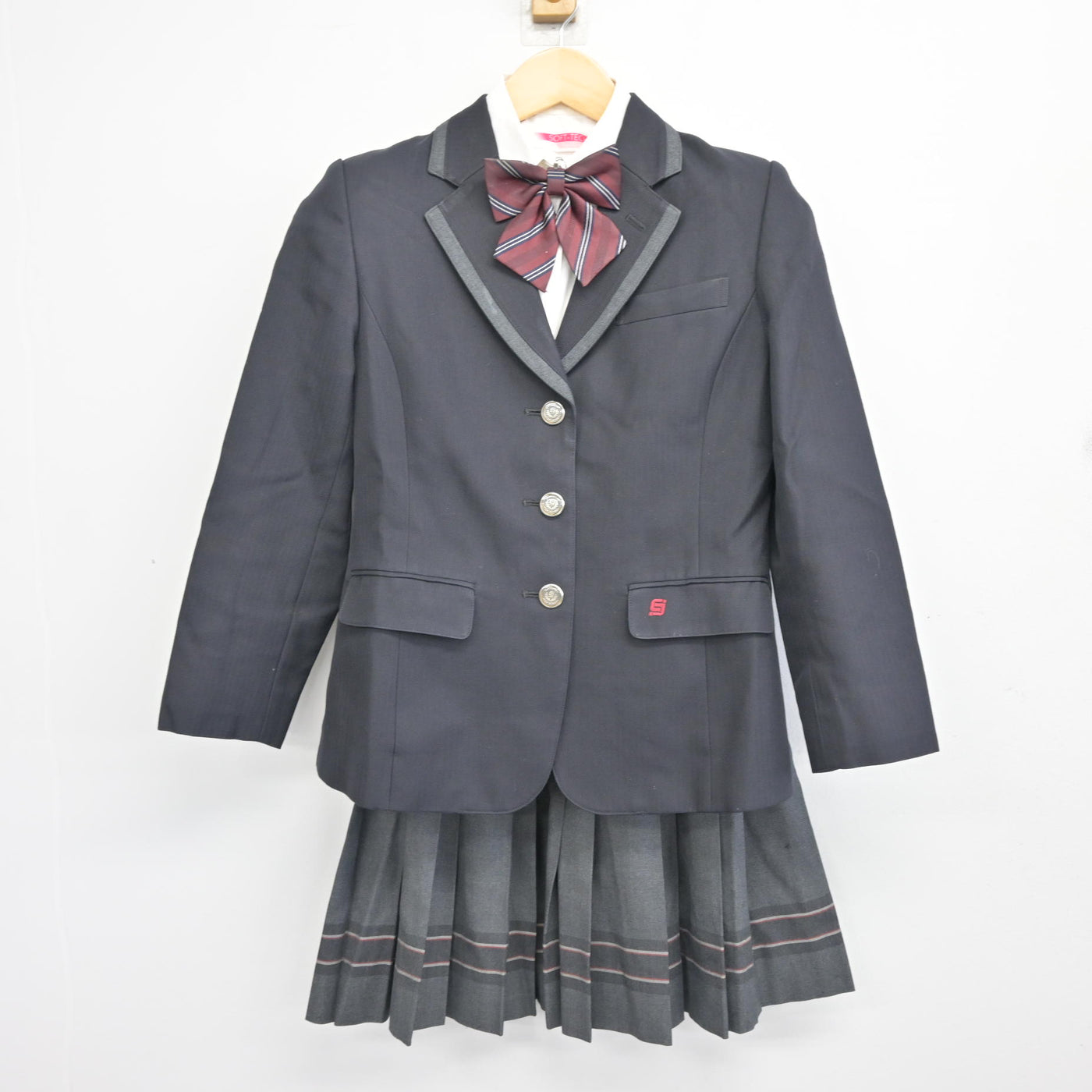 【中古】山口県 下関短期大学付属高等学校 女子制服 4点 (ブレザー・シャツ・スカート) sf101148