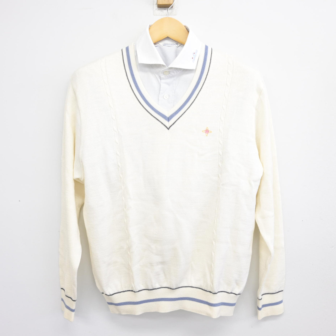 【中古】静岡県 日本大学三島高等学校 男子制服 2点 (ニット・シャツ) sf101152
