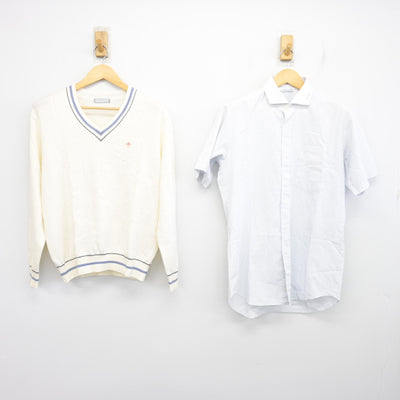 【中古】静岡県 日本大学三島高等学校 男子制服 2点 (ニット・シャツ) sf101152