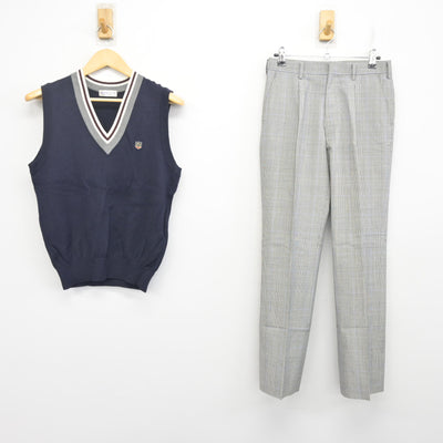 【中古】愛媛県 川之石高等学校 男子制服 2点 (ニットベスト・ズボン) sf101189