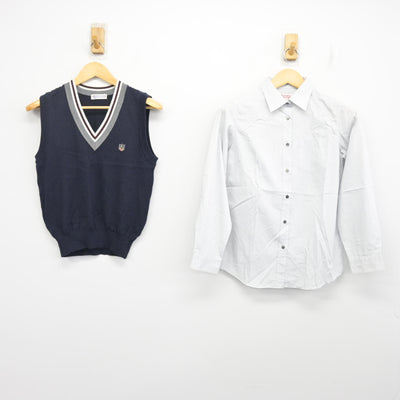 【中古】愛媛県 川之石高等学校 女子制服 2点 (ニットベスト・シャツ) sf101193