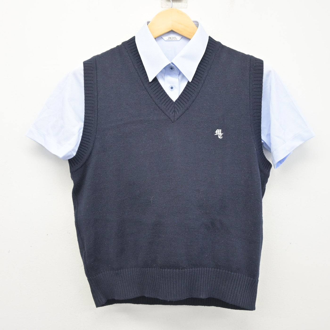 【中古】京都府 宮津天橋高等学校 女子制服 2点 (ニットベスト・シャツ) sf101221