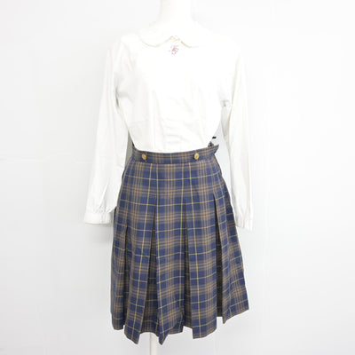 【中古】福岡県 福岡女子高等学校 女子制服 4点 (ブレザー・ニット・シャツ・スカート) sf101229